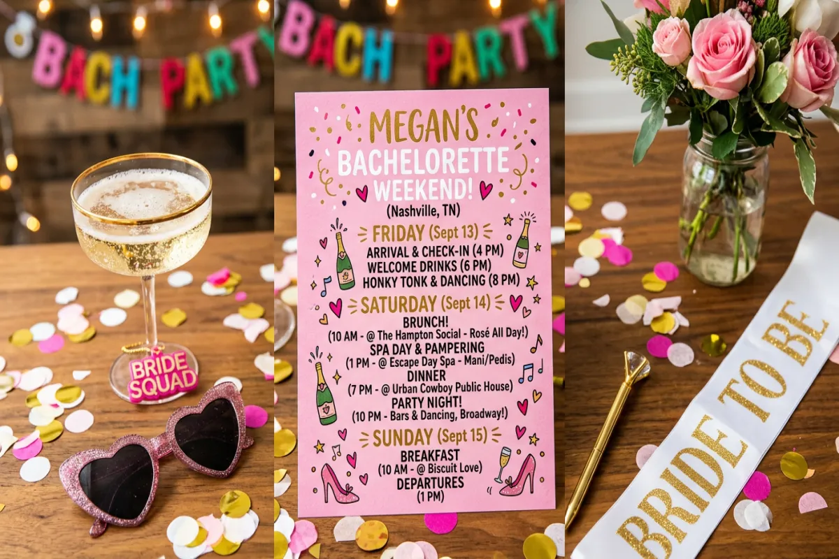 Bachelorette party itinerary template