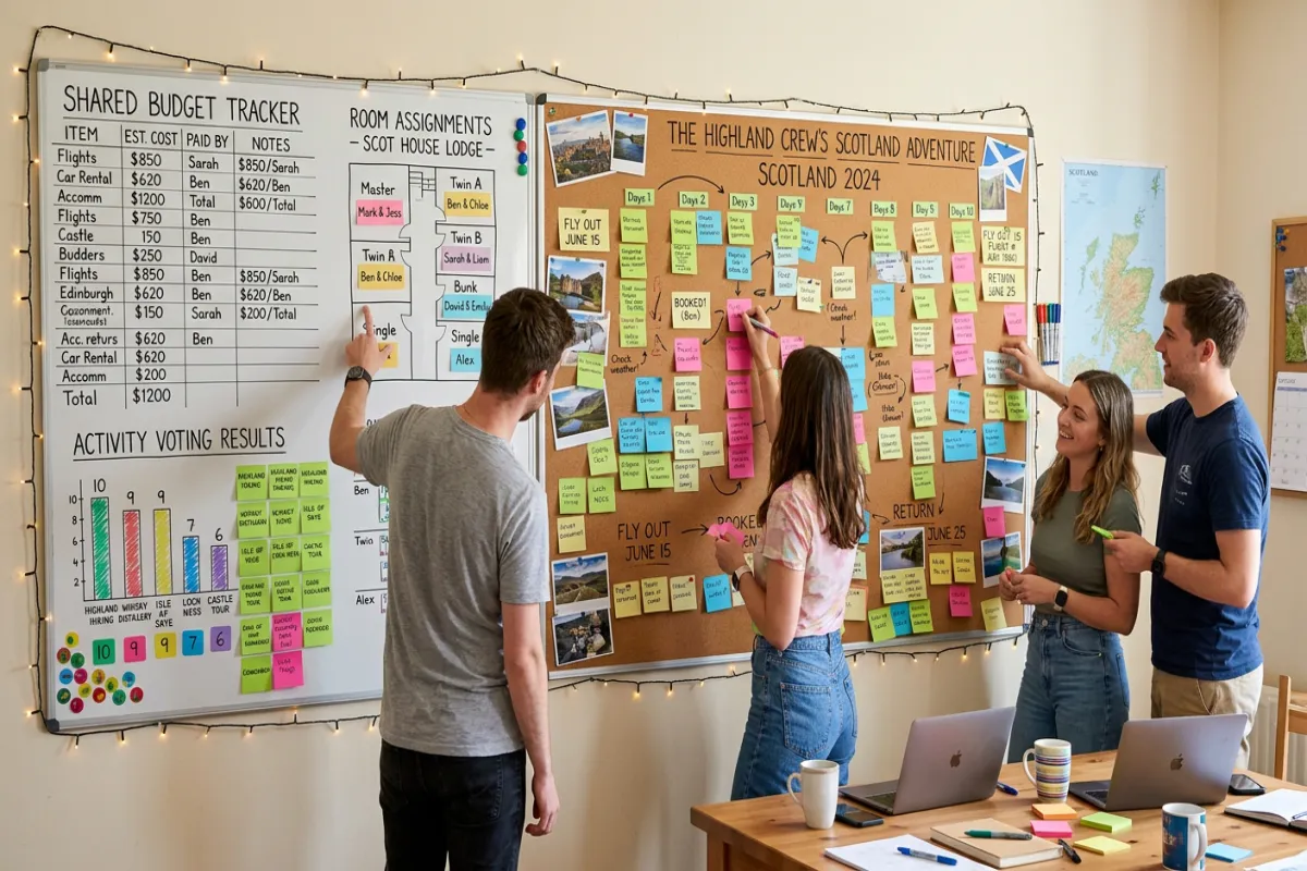 Group trip planner template with budget and activity voting