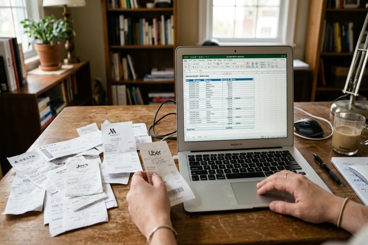 Travel expense report template with categorized spending